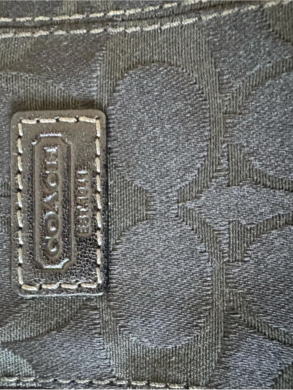 Coach Black Signature Mini Wristlet with Silver Hardware